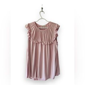 Lovely J, size medium, sleeveless with allllll the ruffles